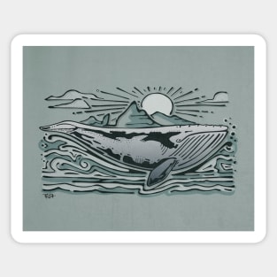 Gray whale illustration Sticker